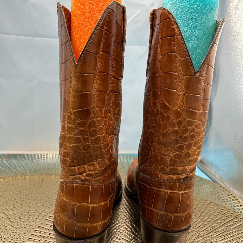 Handmade men 9 exotic croc print cowboy boots - Picture 5 of 12